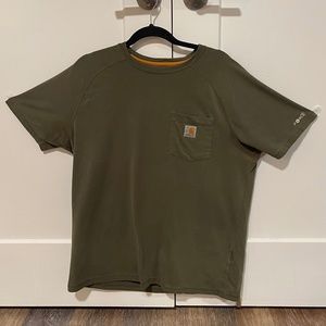 Carhartt Force T-Shirt - Dark Green - Relaxed Fit - Front Pocket - Men's L